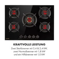 Goldflame 5 Gaskochfeld 5-flammig Messing-Brenner Glaskeramik Schwarz -Optimal Küchengeräte Geschäft 10034973 de 0006 logo