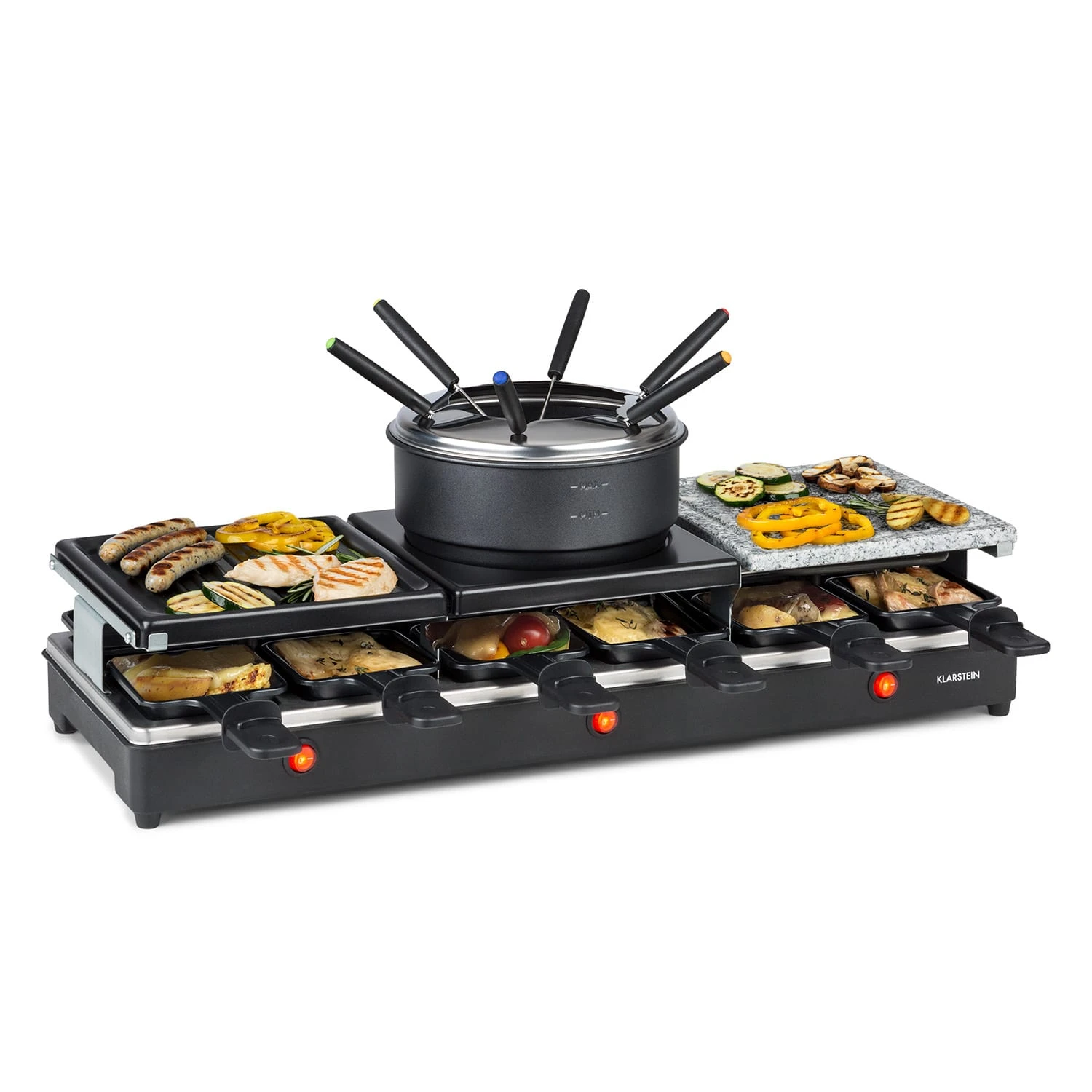 Fonduelette XL 3-in-1 Raclettegrill Fondue Naturstein 1650W 12 Pers 3 Fonduelette XL 3-in-1 Raclettegrill Fondue Naturstein 1650W 12 Pers