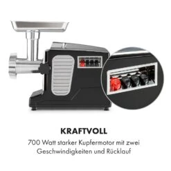 Kraftprotz Elektrischer Fleischwolf 700 W Kupfermotor Hack Wurst Kebbe Edelstahl -Optimal Küchengeräte Geschäft 10035233 de 0005 logo