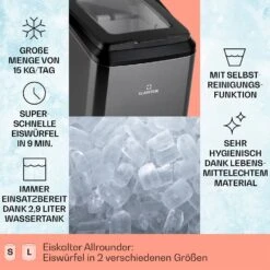 Partytime Eiswürfelmaschine Klareis 15kg/24h Edelstahl -Optimal Küchengeräte Geschäft 10035295 de 0002 usp