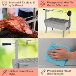 Sauenland Mini Rotisserie-Grill Drehspieß 4W 12kg Max. Edelstahl -Optimal Küchengeräte Geschäft 10035371 de 0005 usp