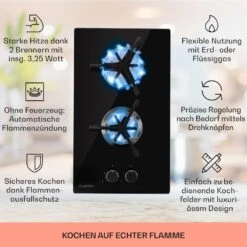 Trifecta Domino Gaskochfeld 2-flammig Triangle-Brenner Glaskeramik -Optimal Küchengeräte Geschäft 10035468 de 0002 usp