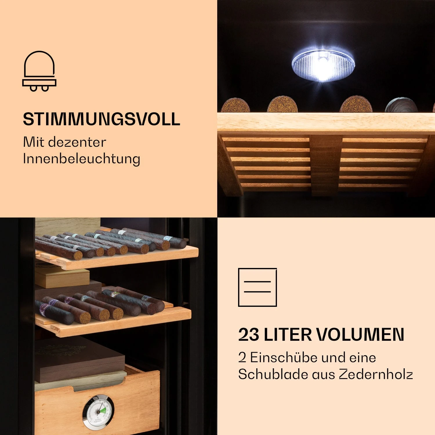 El Presidente 23 Humidor 45 W Touch Buchenholz 23L LED 8 El Presidente 23 Humidor 45 W Touch Buchenholz 23L LED – Bild 6