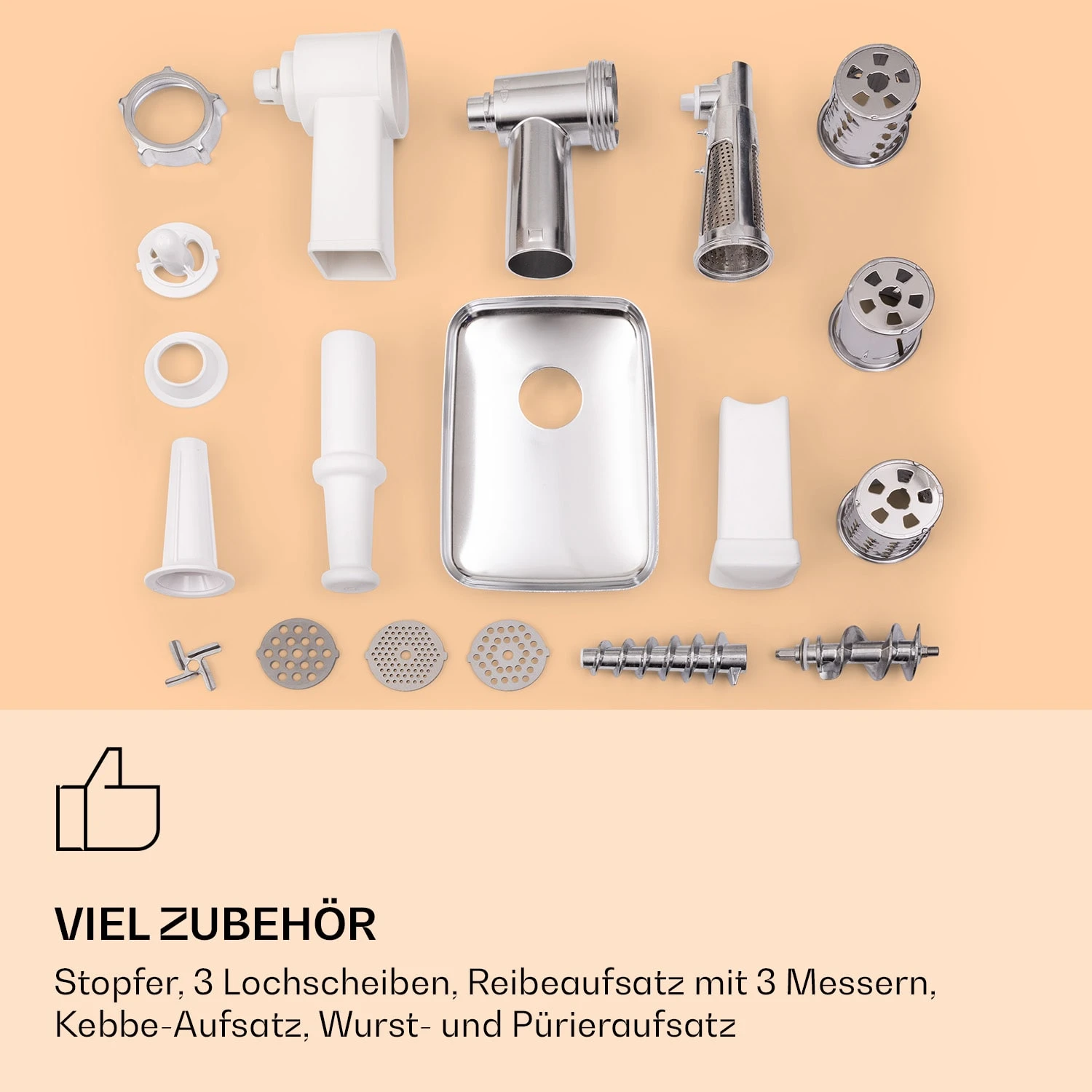 Mighty Mince Elektrischer Fleischwolf 500 - 1361 Watt 3 Lochscheiben 9 Mighty Mince Elektrischer Fleischwolf 500 - 1361 Watt 3 Lochscheiben – Bild 7