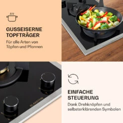 Goldflame Domino Prime Gaskochfeld 2-flammig Messing-Brenner Glaskeramik -Optimal Küchengeräte Geschäft 10037806 de 0003 logo