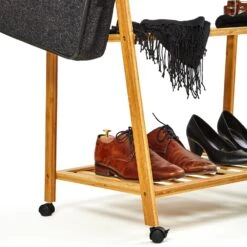 Garderobe Kleiderständer 4 Rollen 2 Ablagen 60x162x42,5 Cm 100% Bambus -Optimal Küchengeräte Geschäft 10038014 yy 0005 logo