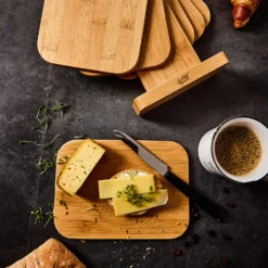 6er-Set Bambus-Frühstücksbrett Mit Ständer 22 X 0,9 X 16 Cm (BxHxT) Pflegeleicht -Optimal Küchengeräte Geschäft 10038024 yy 0005 logo