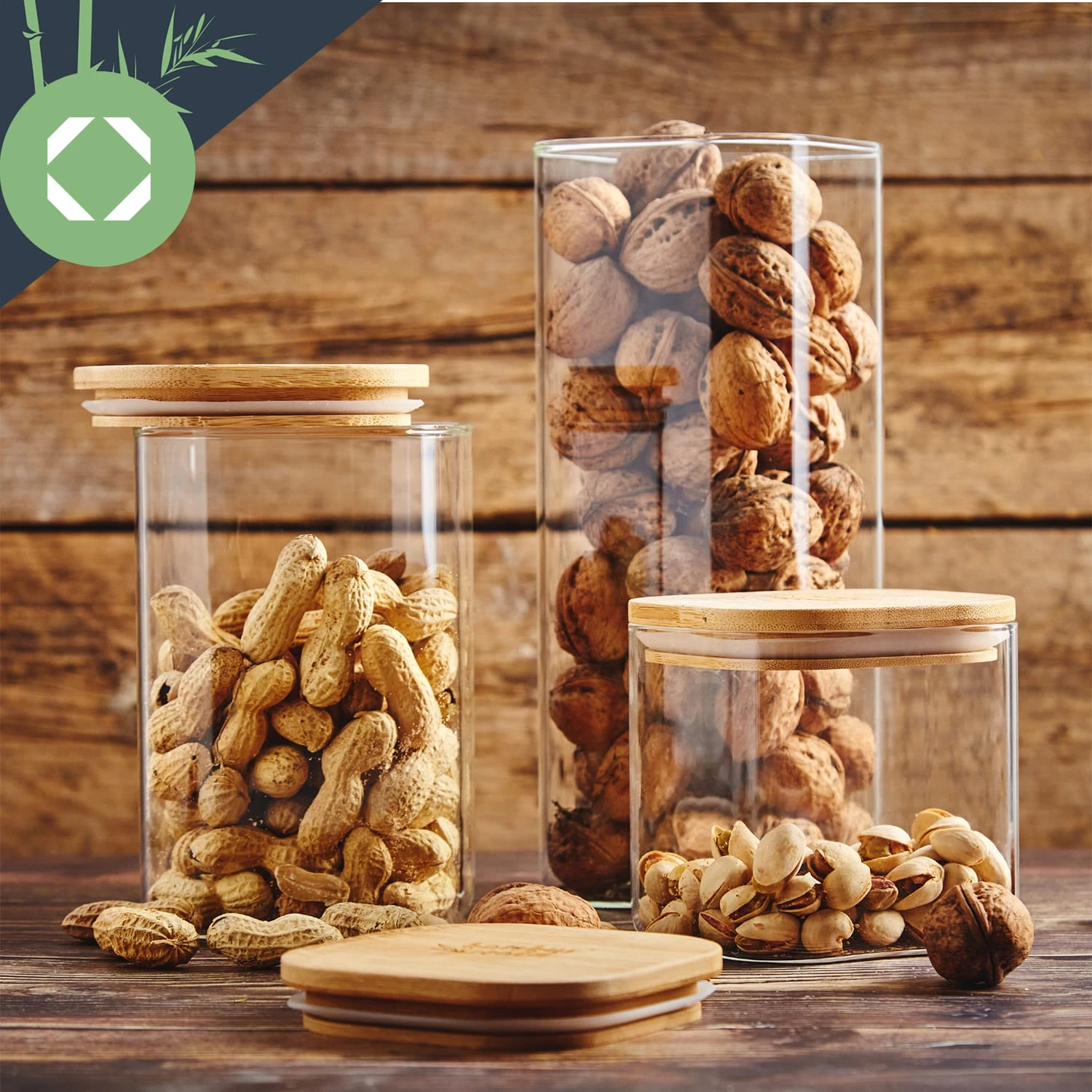 Eckiges Glas Mit Bambusdeckel Luftdicht Silikonring 10 X 25 X 10 Cm 6 Eckiges Glas Mit Bambusdeckel Luftdicht Silikonring 10 X 25 X 10 Cm – Bild 4