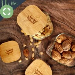 Eckiges Glas Mit Bambusdeckel Luftdicht Mit Silikonring 10x16x10 Cm 1200 Ml -Optimal Küchengeräte Geschäft 10038103 yy 0005 logo