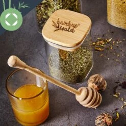 Eckiges Glas Mit Bambusdeckel Luftdicht Mit Silikonring 10x16x10 Cm 1200 Ml -Optimal Küchengeräte Geschäft 10038103 yy 0006 logo