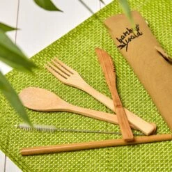 Reisebesteck In Brauner Tasche 5-teilig Zusammenrollbar Bambus -Optimal Küchengeräte Geschäft 10038194 yy 0005 logo