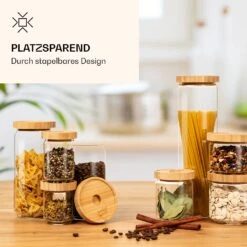 Stapelglas Mit Bambusdeckel 1000 Ml Stapelbar Luftdicht -Optimal Küchengeräte Geschäft 10038241 de 0003 logo