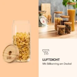 Stapelglas Mit Bambusdeckel 1000 Ml Stapelbar Luftdicht -Optimal Küchengeräte Geschäft 10038241 de 0005 logo