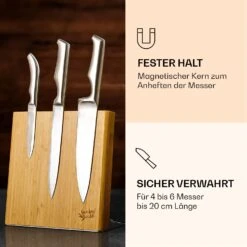 Messerblock Schräg, Magnetisch, Für 4-6 Messer, Bambus, Edelstahl -Optimal Küchengeräte Geschäft 10038281 de 0003 logo