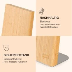 Messerblock Schräg, Magnetisch, Für 4-6 Messer, Bambus, Edelstahl -Optimal Küchengeräte Geschäft 10038281 de 0004 logo