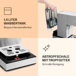 Pausa Espressomaker 1350 Watt 20 Bar Druck Wassertank: 1,4 Liter Edelstahl -Optimal Küchengeräte Geschäft 10038393 de 0007 logo