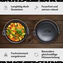 Galloway Dutch Oven 9.0 BBQ-Topf Gusseisen Größe L / 9 Qt -Optimal Küchengeräte Geschäft 10038582 de 0003 usp