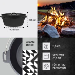 Galloway Dutch Oven 12.0 BBQ-Topf Gusseisen Größe XL / 12 Qt 12 Galloway Dutch Oven 12.0 BBQ-Topf Gusseisen Größe XL / 12 Qt -Optimal Küchengeräte Geschäft 10038583 de 0004 usp