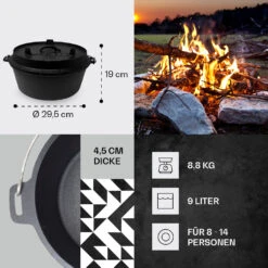 Guernsey Premium Dutch Oven 9.0 BBQ-Topf Gusseisen Voreingebrannt Größe L / 9 Qt 12 Guernsey Premium Dutch Oven 9.0 BBQ-Topf Gusseisen Voreingebrannt Größe L / 9 Qt -Optimal Küchengeräte Geschäft 10038639 de 0004 usp