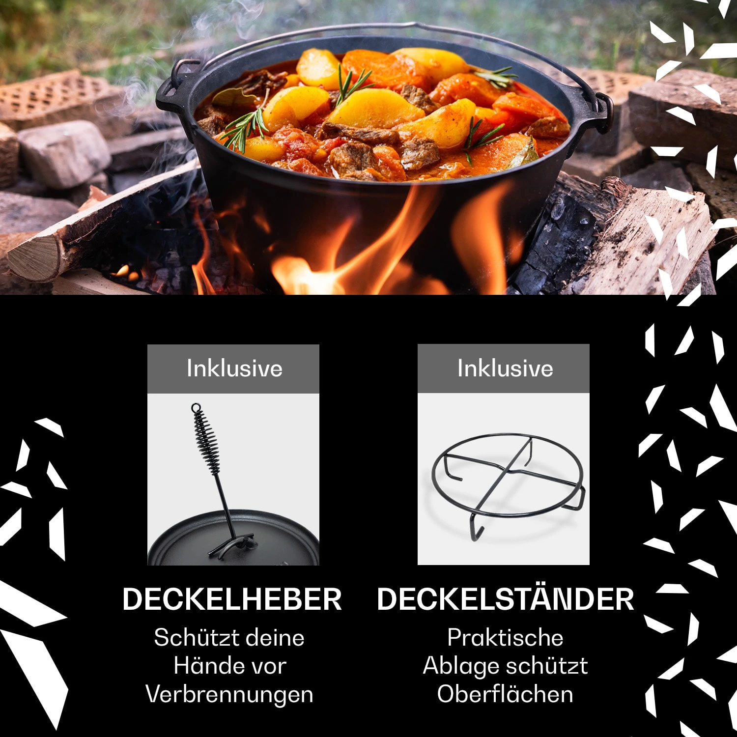 Guernsey Premium Dutch Oven 12.0 BBQ-Topf Gusseisen Voreingebrannt Größe XL / 12 Qt 4 Guernsey Premium Dutch Oven 12.0 BBQ-Topf Gusseisen Voreingebrannt Größe XL / 12 Qt – Bild 2