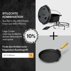 Guernsey Premium Dutch Oven 9.0 BBQ-Topf Gusseisen Standfüße Größe L / 9 Qt -Optimal Küchengeräte Geschäft 10038643 de 0007 usp