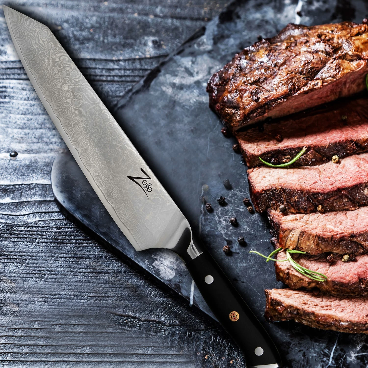 Alpha-Royal Japanese Serie 9" Kiritsuke Messer Damaszener-Stahl 7 Alpha-Royal Japanese Serie 9" Kiritsuke Messer Damaszener-Stahl – Bild 5