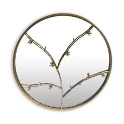 Berkeley Wandspiegel Metallrahmen Rund  Ø 80 Cm Zweig-Design