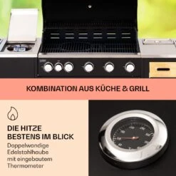 Jersey Outdoor Kitchen Gasgrill Spüle 20,7 KW 5+1 Brenner Mobil -Optimal Küchengeräte Geschäft 10039854 de 0003 usp