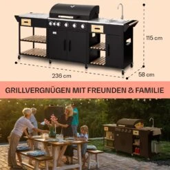 Jersey Outdoor Kitchen Gasgrill Spüle 20,7 KW 5+1 Brenner Mobil -Optimal Küchengeräte Geschäft 10039854 de 0006 usp