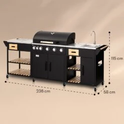 Jersey Outdoor Kitchen Gasgrill Spüle 20,7 KW 5+1 Brenner Mobil -Optimal Küchengeräte Geschäft 10039854 yy 0008 dimensions