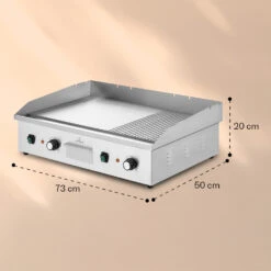 Grillmeile 4400 Elektrogrill Plancha 2x2200W Grillplatte Edelstahl -Optimal Küchengeräte Geschäft 10039915 yy 0008 dimensions