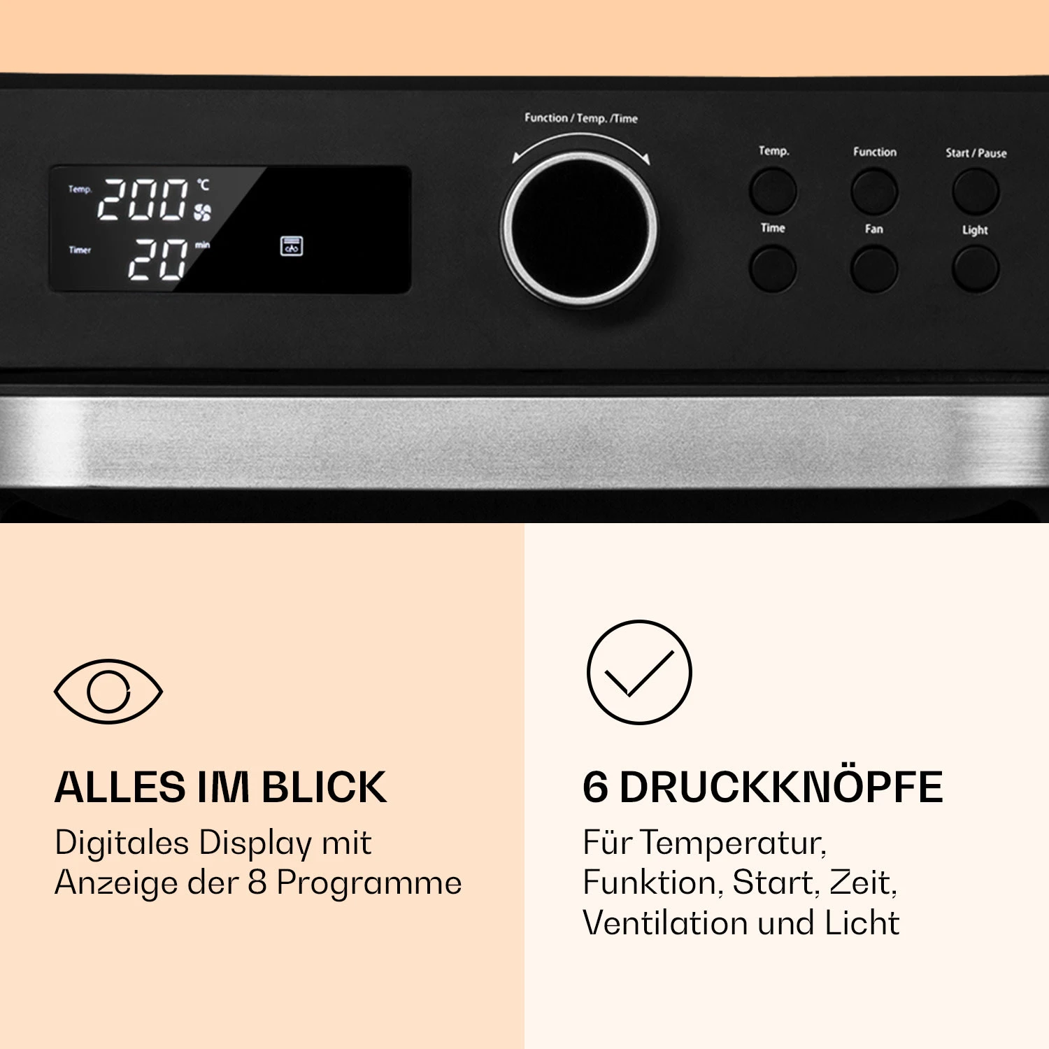 Prime Air Heißluftfritteuse 1500W 23l Timer 8 Programme 6 Prime Air Heißluftfritteuse 1500W 23l Timer 8 Programme – Bild 4