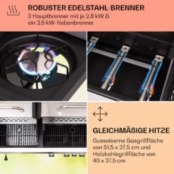 Kingsville 3.1 Kombigrill Gas + Kohle 10,9 KW 3+1 Brenner -Optimal Küchengeräte Geschäft 10040270 de 0005 usp