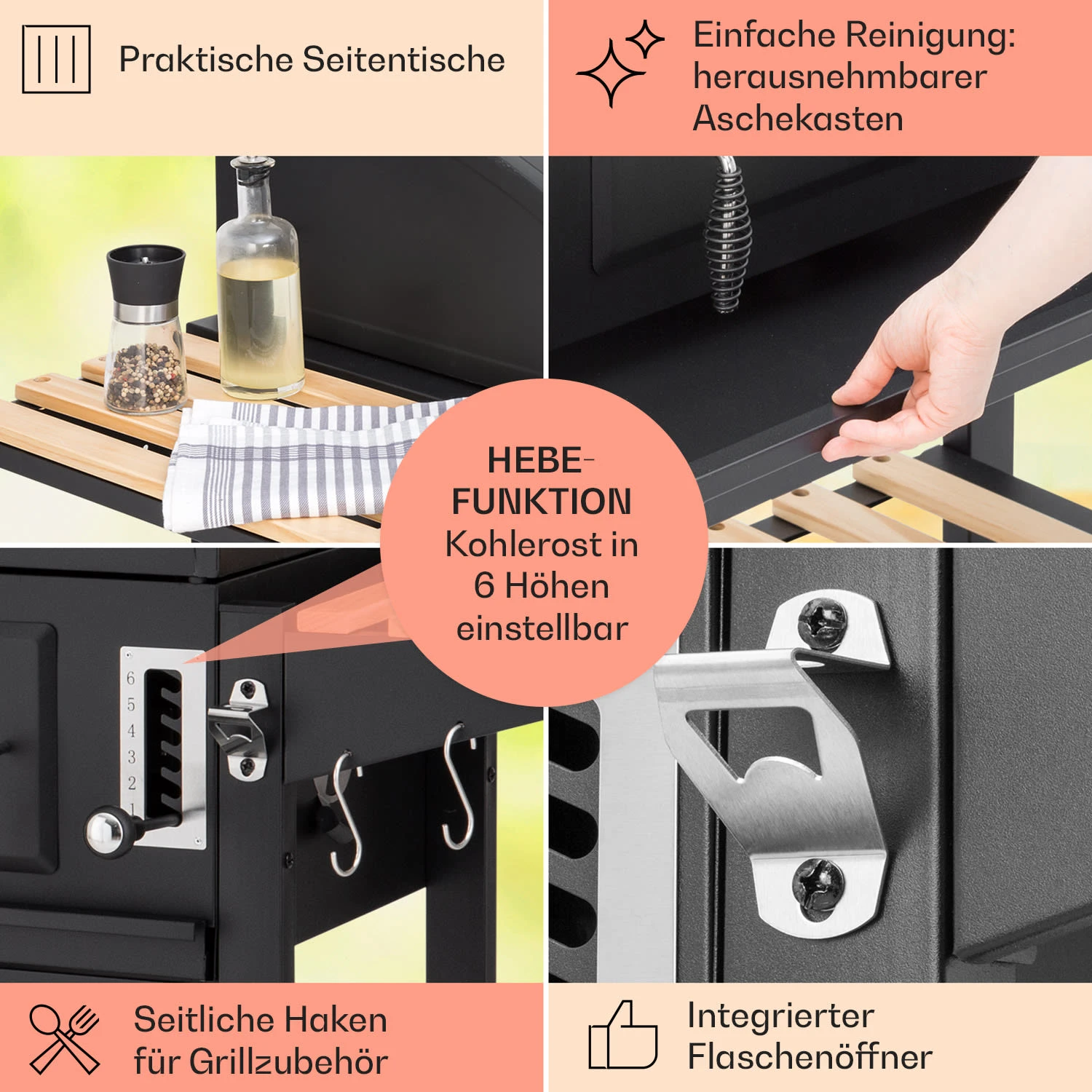 Aberdeen Kombi-Grill Gas Kohle Smoker Thermometer 2 Seitentische Mobil 8 Aberdeen Kombi-Grill Gas Kohle Smoker Thermometer 2 Seitentische Mobil – Bild 6