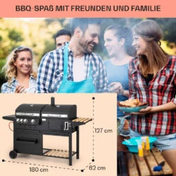 Aberdeen Kombi-Grill Gas Kohle Smoker Thermometer 2 Seitentische Mobil 19 Aberdeen Kombi-Grill Gas Kohle Smoker Thermometer 2 Seitentische Mobil -Optimal Küchengeräte Geschäft 10040295 de 0008 usp