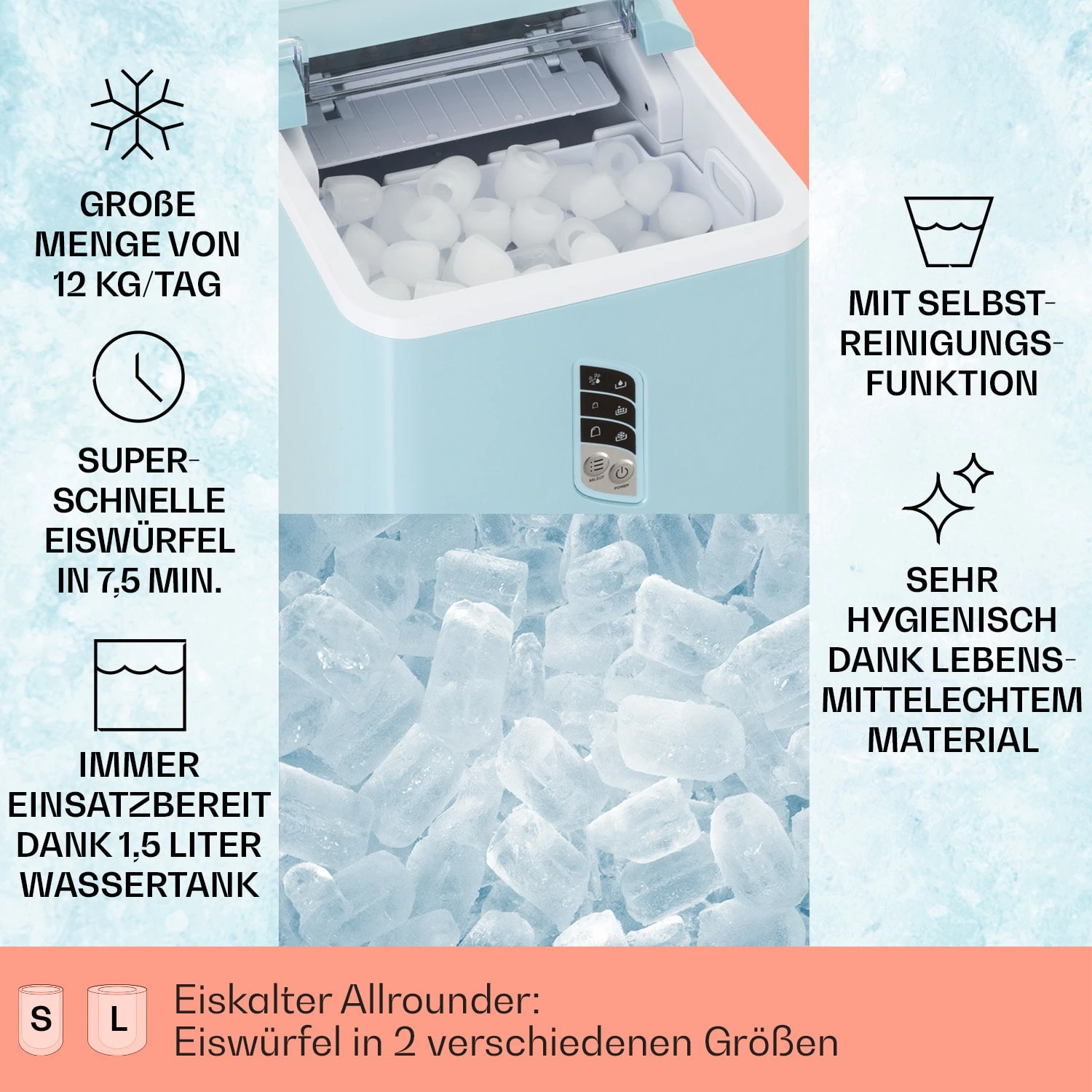 Albaron Eiswürfelmaschine Bullet-Eis 12 Kg / 24 H 1,5 Ltr. Display 4 Albaron Eiswürfelmaschine Bullet-Eis 12 Kg / 24 H 1,5 Ltr. Display – Bild 2