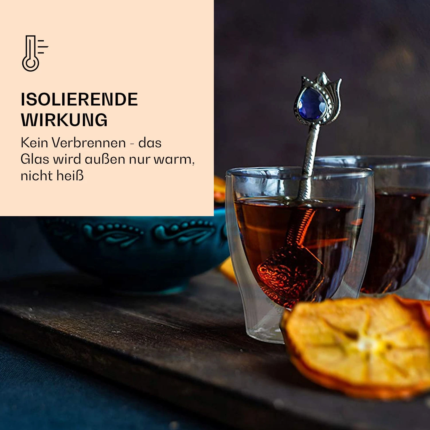 DUOS Doppelwandiges Glas 2 X 80, 310, 400 Ml Thermofunktion Inkl. Edelstahl-Löffel 4 DUOS Doppelwandiges Glas 2 X 80, 310, 400 Ml Thermofunktion Inkl. Edelstahl-Löffel – Bild 2