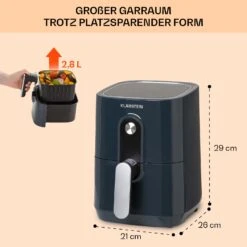 Crisp-Pro Heißluftfritteuse Air Fryer 1400W 2,8 Ltr Timer Edelstahl -Optimal Küchengeräte Geschäft 10040698 de 0006 usp