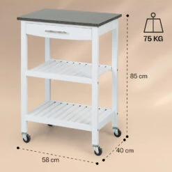 Tennessee Servierwagen Küchenwagen 4 Etagen Holz Granit Mobil -Optimal Küchengeräte Geschäft 10041120 yy 0006 dimensions