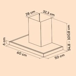 Alinea 60 Dunstabzugshaube 60cm Wandhaube WiFi A++ 500m³/h Touch -Optimal Küchengeräte Geschäft 10041173 yy 0011 dimensions