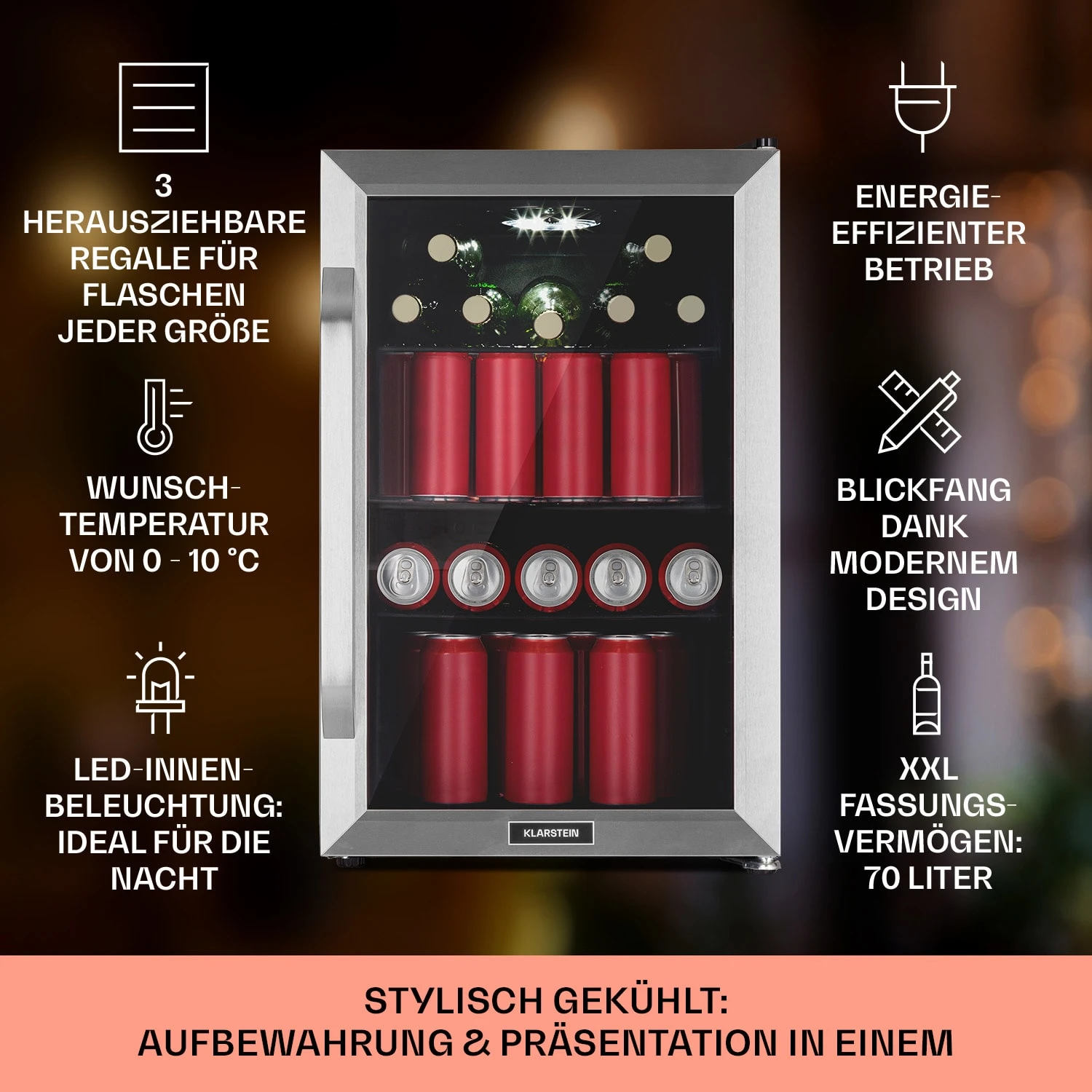 Beersafe 70 Birra Milano Edition Kühlschrank 70 Liter 3 Böden Panoramaglastür Edelstahl 4 Beersafe 70 Birra Milano Edition Kühlschrank 70 Liter 3 Böden Panoramaglastür Edelstahl – Bild 2