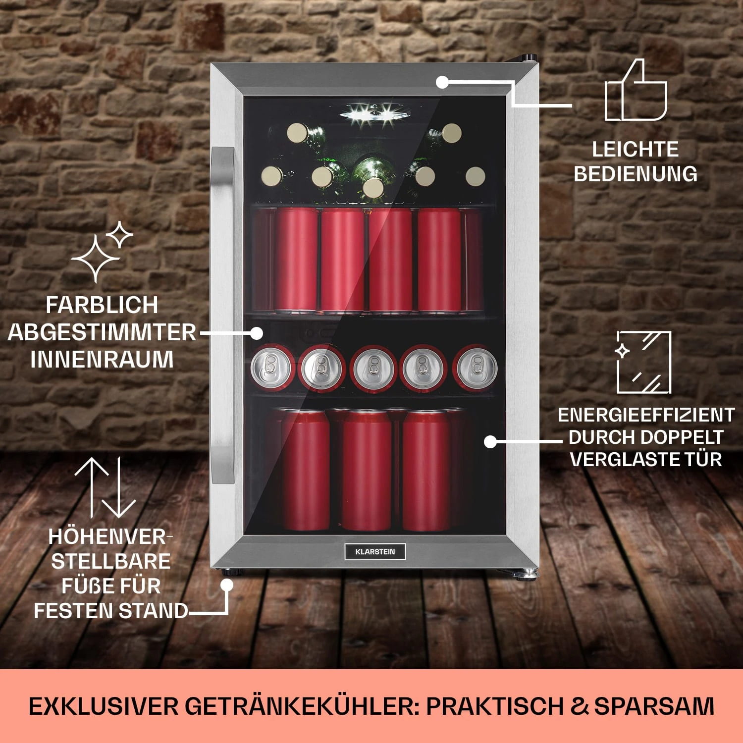 Beersafe 70 Birra Milano Edition Kühlschrank 70 Liter 3 Böden Panoramaglastür Edelstahl 8 Beersafe 70 Birra Milano Edition Kühlschrank 70 Liter 3 Böden Panoramaglastür Edelstahl – Bild 6