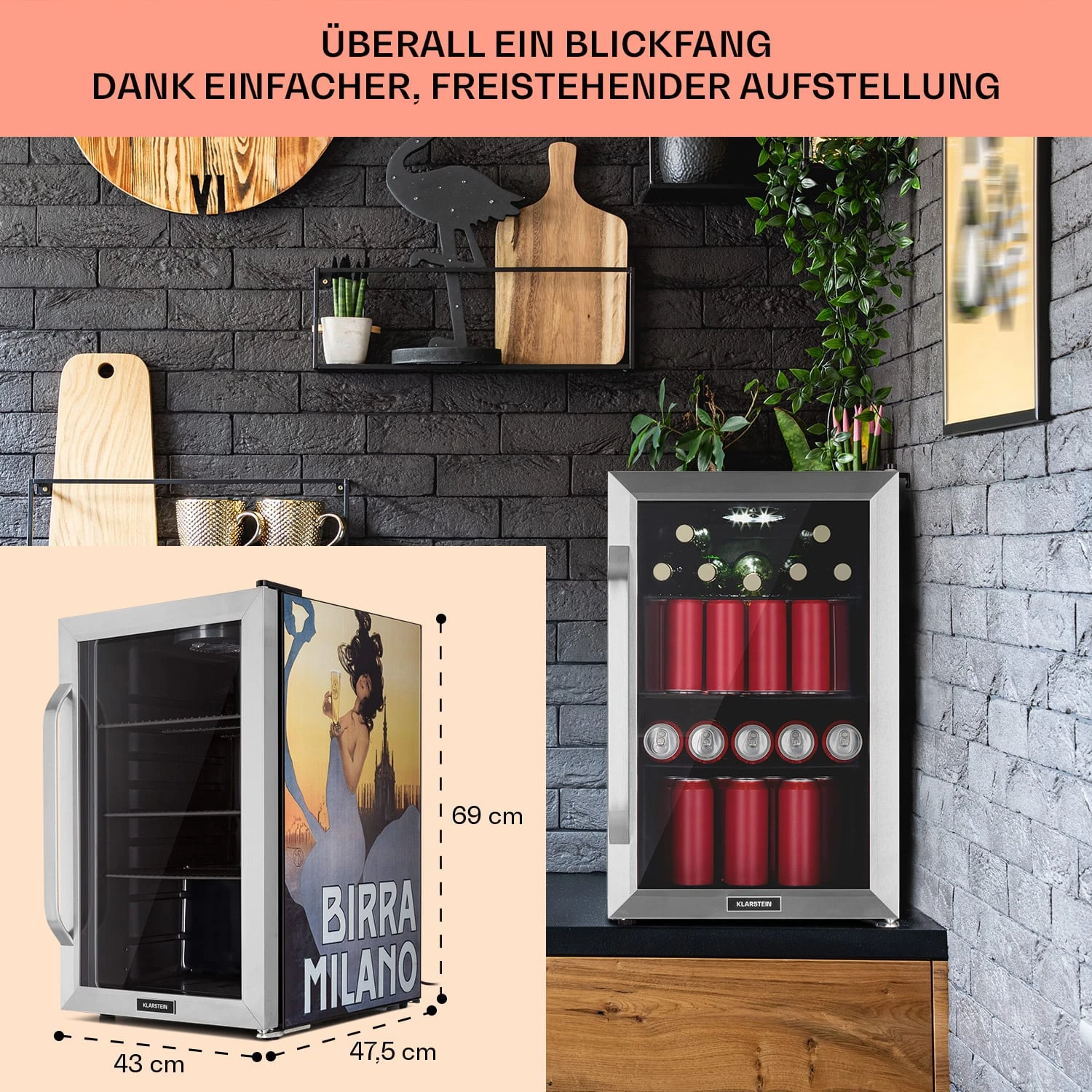Beersafe 70 Birra Milano Edition Kühlschrank 70 Liter 3 Böden Panoramaglastür Edelstahl 9 Beersafe 70 Birra Milano Edition Kühlschrank 70 Liter 3 Böden Panoramaglastür Edelstahl – Bild 7