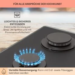Firetale Gaskochfeld 2-flammig Aluminium-Brenner Erdgas/Propangas Inkl. Schlauch Und Druckminderer -Optimal Küchengeräte Geschäft 10041298 de 0005 usp