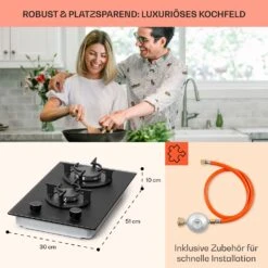 Firetale Gaskochfeld 2-flammig Aluminium-Brenner Erdgas/Propangas Inkl. Schlauch Und Druckminderer -Optimal Küchengeräte Geschäft 10041298 de 0006 usp