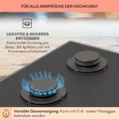 Firetale Gaskochfeld 4-flammig 60 Cm Aluminium-Brenner Inkl. Schlauch Und Druckminderer -Optimal Küchengeräte Geschäft 10041299 de 0005 usp