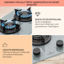 Firetale Gaskochfeld 2-flammig Aluminium-Brenner Erdgas/Propangas Inkl. Schlauch Und Druckminderer -Optimal Küchengeräte Geschäft 10041301 de 0004 usp