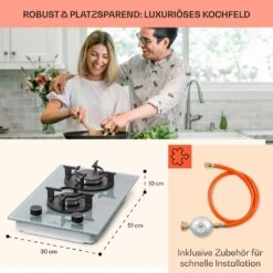 Firetale Gaskochfeld 2-flammig Aluminium-Brenner Erdgas/Propangas Inkl. Schlauch Und Druckminderer -Optimal Küchengeräte Geschäft 10041301 de 0006 usp