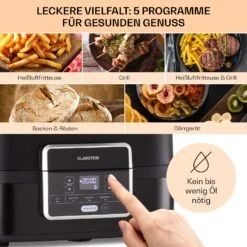 Combo Air Grill-Heißluftfritteuse 5 Programme 1500 Watt 4,5 L Grillkorb 2,5 L Frittierkorb -Optimal Küchengeräte Geschäft 10041331 de 0003 usp