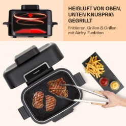 Combo Air Grill-Heißluftfritteuse 5 Programme 1500 Watt 4,5 L Grillkorb 2,5 L Frittierkorb -Optimal Küchengeräte Geschäft 10041331 de 0005 usp